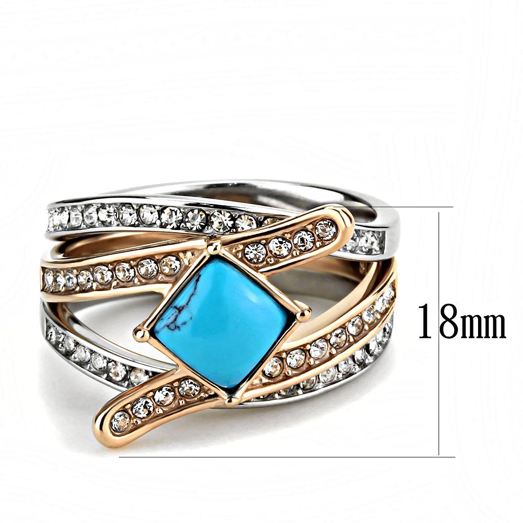 TK3519 Two-Tone IP Rose Gold Stainless Steel Ring