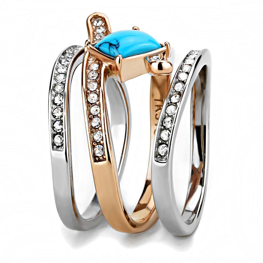 TK3519 Two-Tone IP Rose Gold Stainless Steel Ring