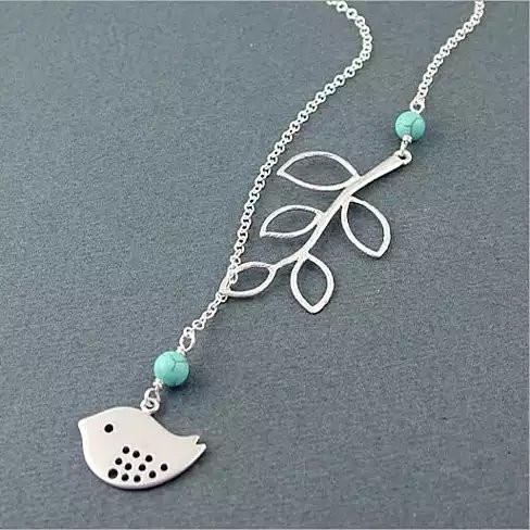 TURQUOISE SPRING Beautiful Bird Lariat Necklace