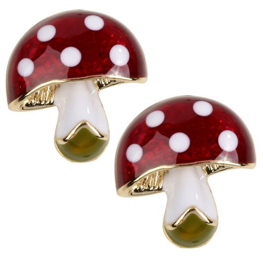 Tiny Simple Mushroom Stud Earrings Easter Costume Element Jewelry