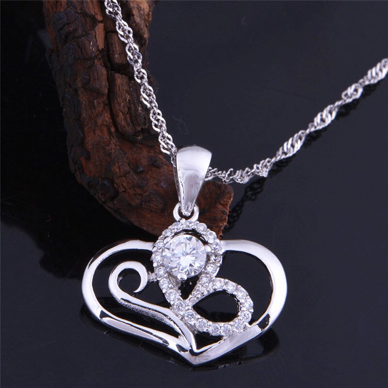 US STOCK Pendant for Women Necklace Jewelry Double Heart Necklaces