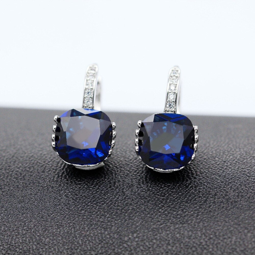 Uloveido Costume Jewelry Wedding Dark Blue Zircon Earrings for Women