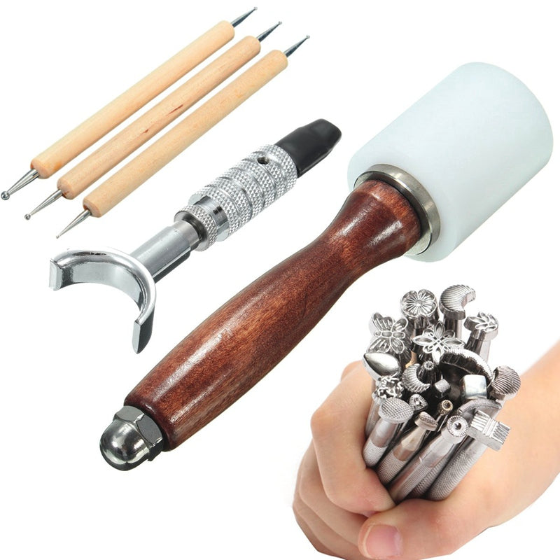 DIY Leather Carving Tools Kit Wooden Hammer Tools