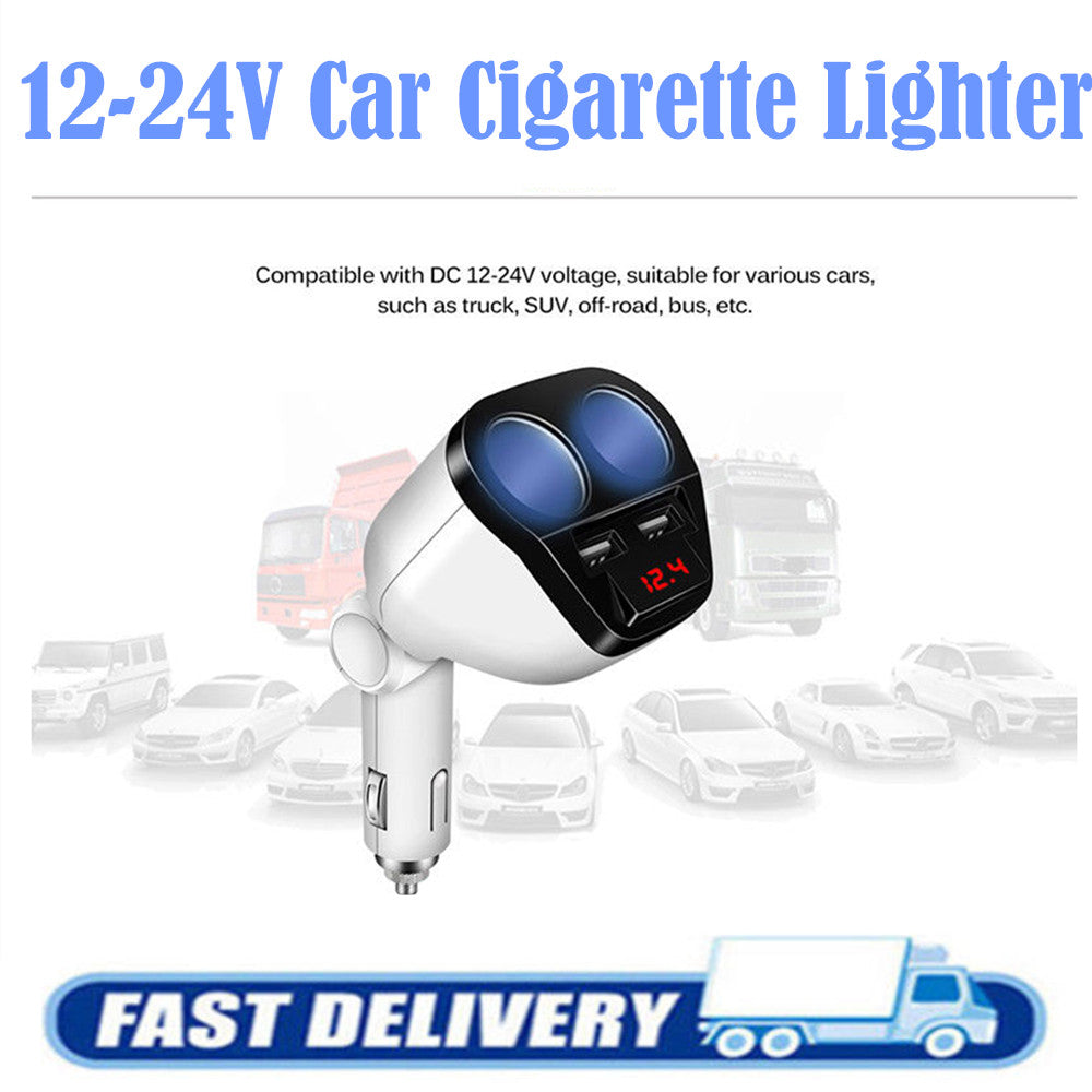 Onever 1 to 2 Car Cigarette Lighter Dual Charger