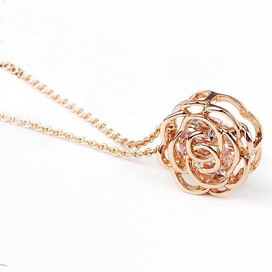 Rose Is A Rose Pendant And Chain 18kt Rose With 2ct CZ Bonus Free