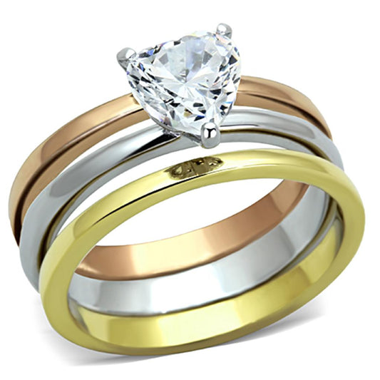 TK1274 Three Tone IP?IP Gold & IP Rose Gold & High