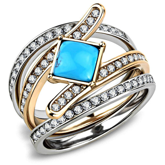 TK3519 Two-Tone IP Rose Gold Stainless Steel Ring