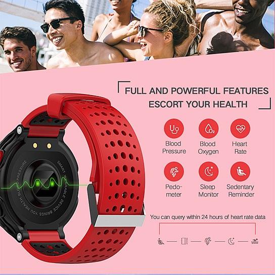 Smart Fit Sporty Waterproof Watch W/ Active Heart Rate and Blood